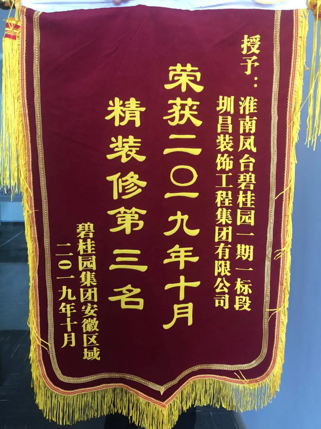 淮南鳳臺碧桂園一期一標段榮獲安徽區域精裝修“第三名”